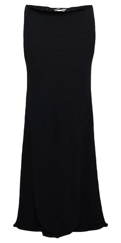 Priscavera Lace-up Paneled Maxi Skirt Black