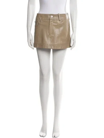 Pre-owned Priscavera Leather Mini Skirt W/ Tags In Neutral