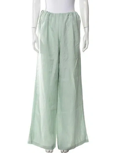 Pre-owned Priscavera Linen Wide Leg Pants W/ Tags In Green