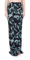 PRISCAVERA MESH BUTTON DOWN MAXI SKIRT IN PHANTOM FLOWER