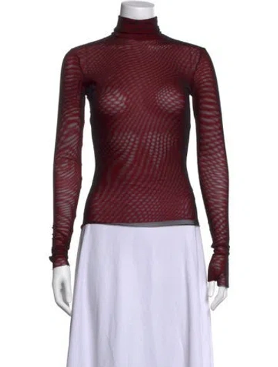 Pre-owned Priscavera Mesh Patterned Sweater In Burgundy