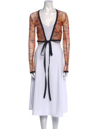 Pre-owned Priscavera Nylon Printed Sweater In Orange