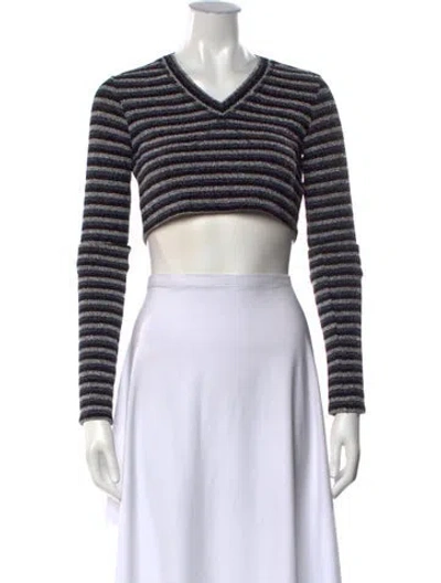 Pre-owned Priscavera Nylon Striped Crop Top W/ Tags In Black