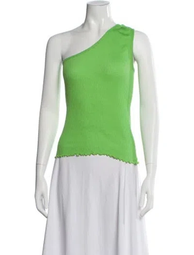 Pre-owned Priscavera One-shoulder Sleeveless Top In Green