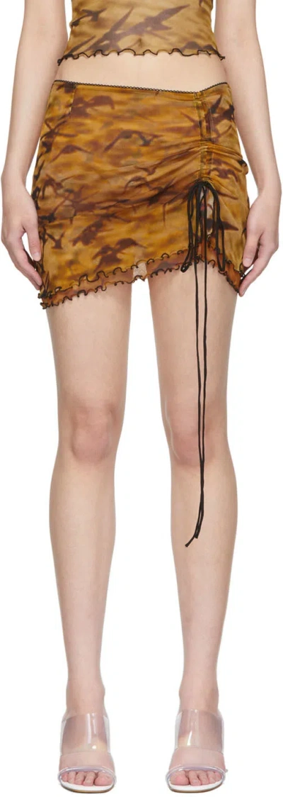 Priscavera Orange Nylon Mini Skirt In Sp Sunset Sparrows
