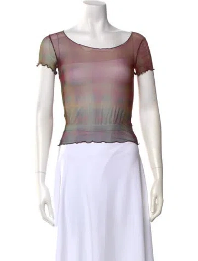 Pre-owned Priscavera Patterned Crew Neck Top W/ Tags In Burgundy