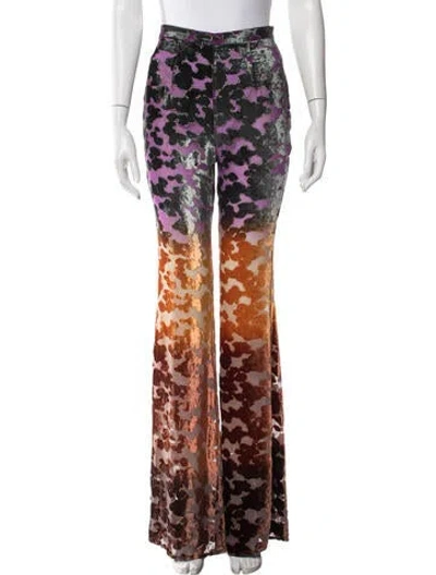 Pre-owned Priscavera Patterned Flared Pants W/ Tags In Orange