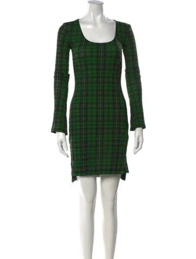 Pre-owned Priscavera Plaid Print Mini Dress W/ Tags In Green
