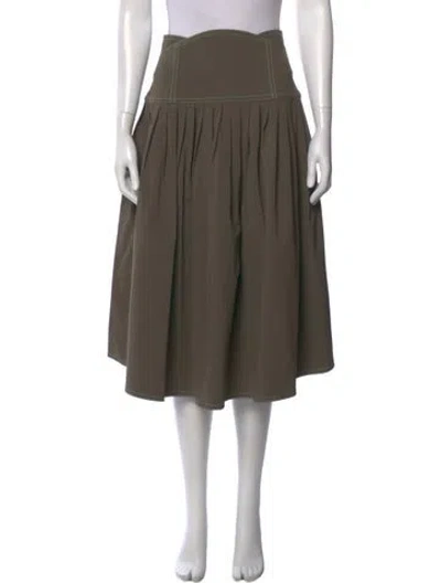 Pre-owned Priscavera Pleated Accents Knee-length Skirt W/ Tags In Green