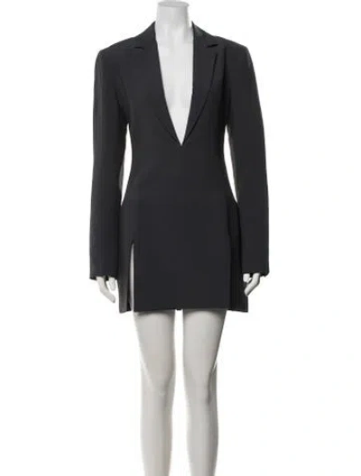 Pre-owned Priscavera Plunge Neckline Mini Dress In Grey