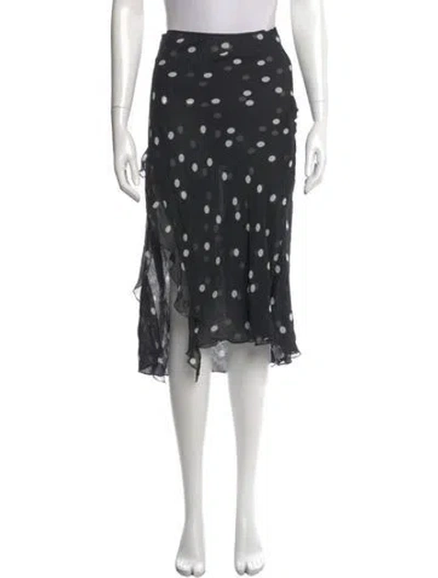 Pre-owned Priscavera Polka Dot Print Knee-length Skirt In Black