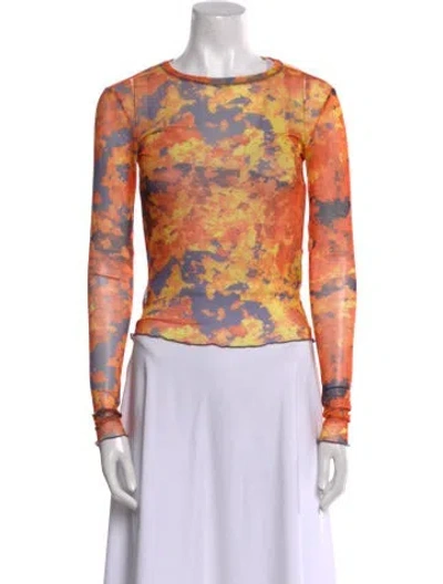 Pre-owned Priscavera Printed Bateau Neckline Top In Multi