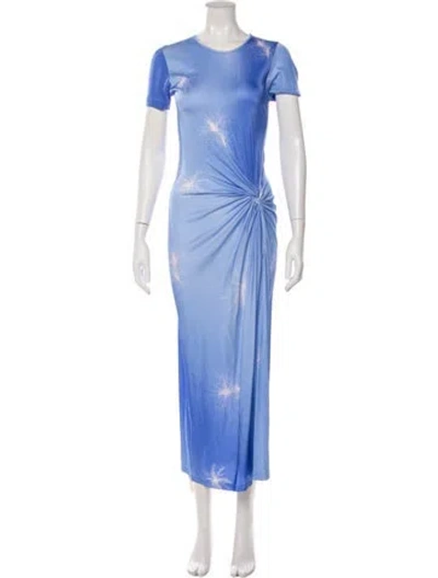 Pre-owned Priscavera Printed Long Dress In Blue