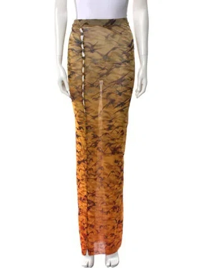 Pre-owned Priscavera Printed Long Skirt W/ Tags In Orange