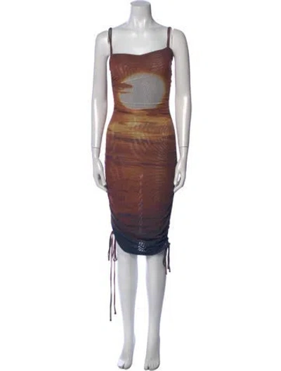 Pre-owned Priscavera Printed Mini Dress In Neutral