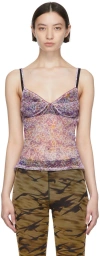 Priscavera Purple Polyester Tank Top In Lo Leopard Orchids