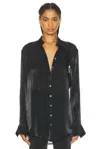 Priscavera Relaxed Button Down Top In Black