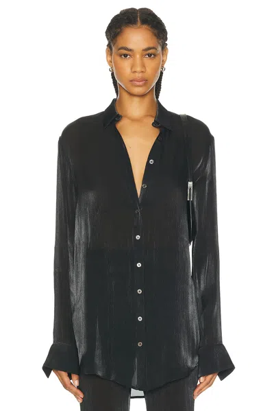 Priscavera Relaxed Button Down Top In Black