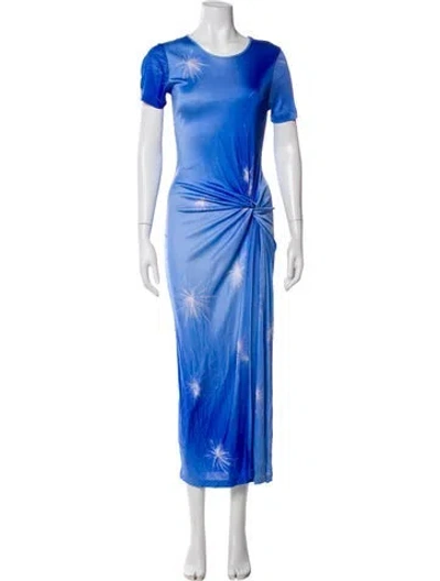 Pre-owned Priscavera Scoop Neck Long Dress In Blue