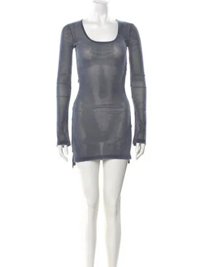 Pre-owned Priscavera Scoop Neck Mini Dress In Blue