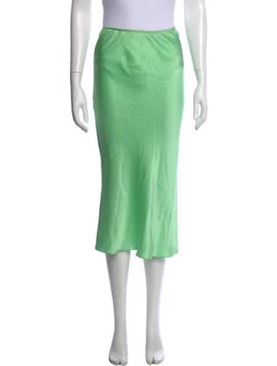 Pre-owned Priscavera Silk Midi Length Skirt In Green