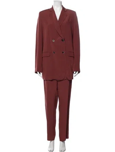Pre-owned Priscavera Silk Pant Set In Red