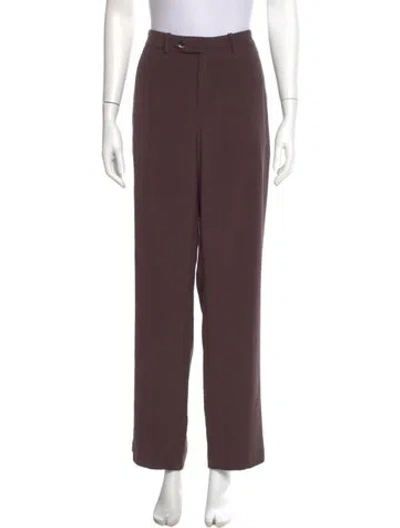 Pre-owned Priscavera Silk Straight Leg Pants In Purple