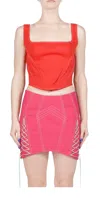 Priscavera Sleeveless Corset Top In Chili In Pink