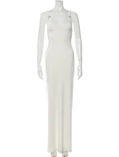 Pre-owned Priscavera Square Neckline Long Dress In Neutrals