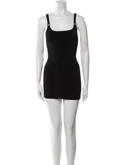 Pre-owned Priscavera Square Neckline Mini Dress In Black