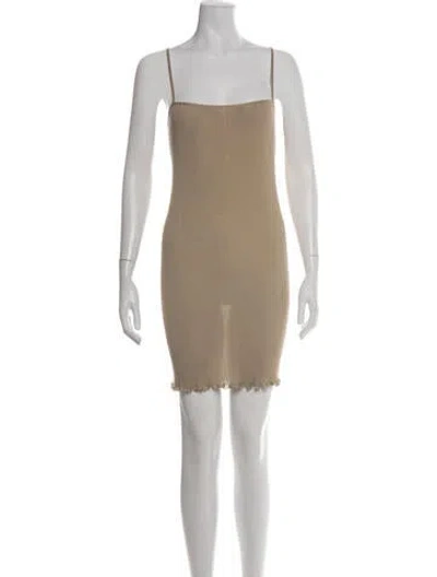 Pre-owned Priscavera Square Neckline Mini Dress In Neutrals
