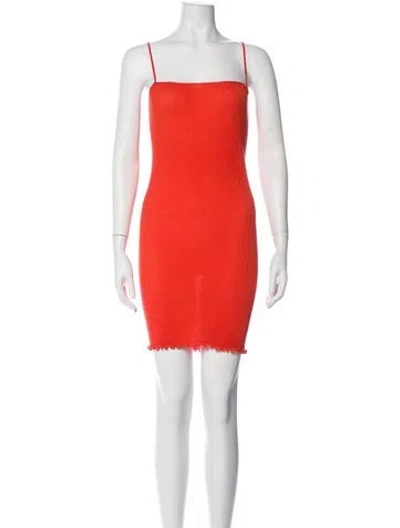 Pre-owned Priscavera Square Neckline Mini Dress In Orange