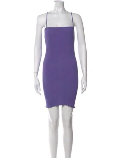 Pre-owned Priscavera Square Neckline Mini Dress In Purple
