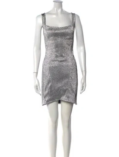 Pre-owned Priscavera Square Neckline Mini Dress W/ Tags In Silver