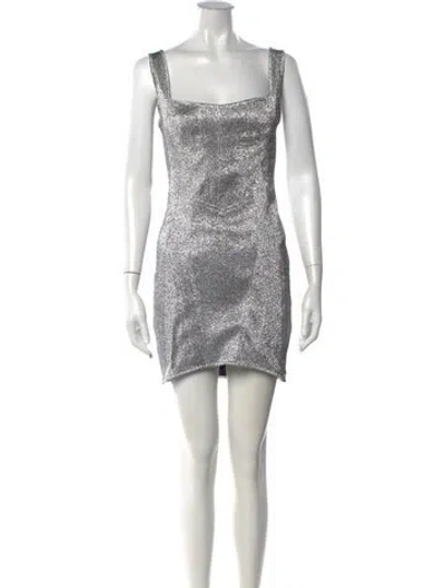 Pre-owned Priscavera Square Neckline Mini Dress W/ Tags In Silver