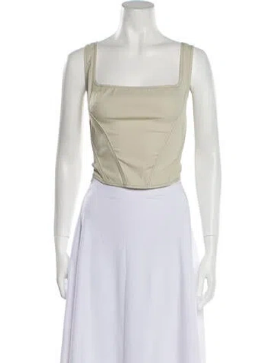 Pre-owned Priscavera Square Neckline Sleeveless Crop Top In Neutral