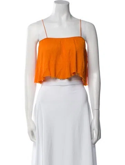 Pre-owned Priscavera Square Neckline Sleeveless Crop Top In Orange