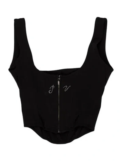 Pre-owned Priscavera Square Neckline Sleeveless Crop Top W/ Tags In Black