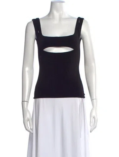 Pre-owned Priscavera Square Neckline Sleeveless Top In Blue