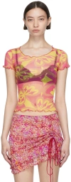 Priscavera Ssense Exclusive Pink Nylon T-shirt In Pink Lemonade