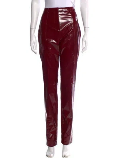 Pre-owned Priscavera Straight Leg Pants In Burgundy