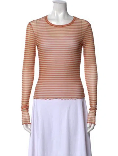 Pre-owned Priscavera Striped Crew Neck Top In Orange