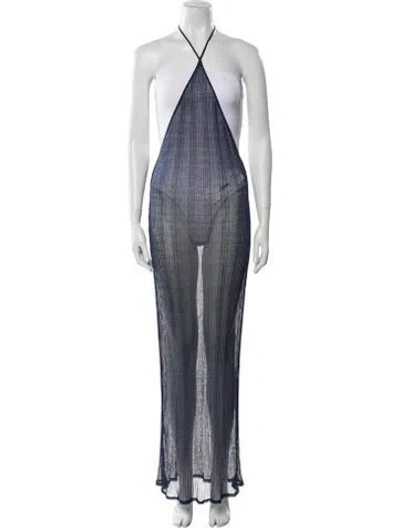 Pre-owned Priscavera Striped Long Dress In Blue
