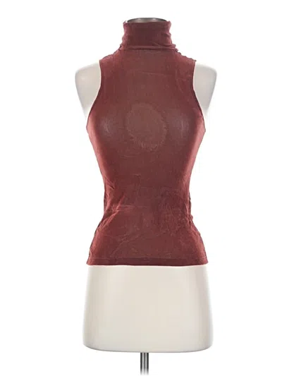 Pre-owned Priscavera Tank Top Burgundy Halter Neckline Tops