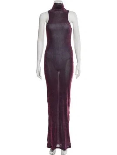 Pre-owned Priscavera Turtleneck Long Dress W/ Tags In Purple