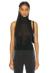 Priscavera Turtleneck Racerback Tank Top In Obsidian
