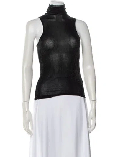 Pre-owned Priscavera Turtleneck Sleeveless Top In Black