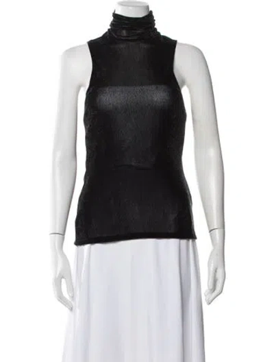 Pre-owned Priscavera Turtleneck Sleeveless Top W/ Tags In Black
