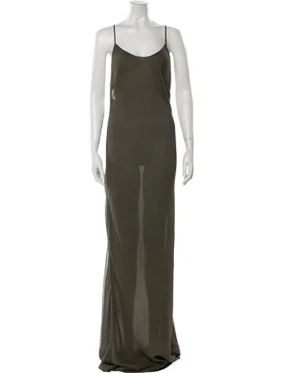Pre-owned Priscavera V-neck Long Dress In Green
