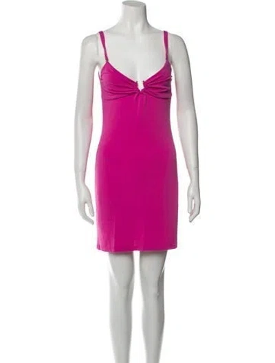 Pre-owned Priscavera V-neck Mini Dress In Pink
